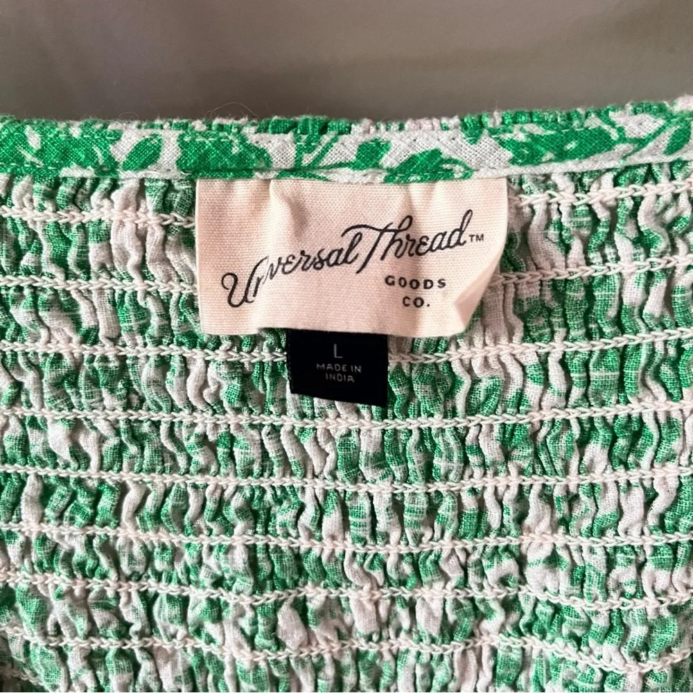 Universal Thread Ruffled Short Sleeve Smocked Mini Spring Dress L - Picture 7 of 11